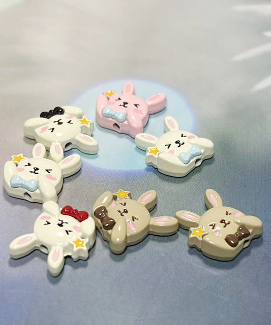 合金製エナメルうさぎ型パーツ（5個）