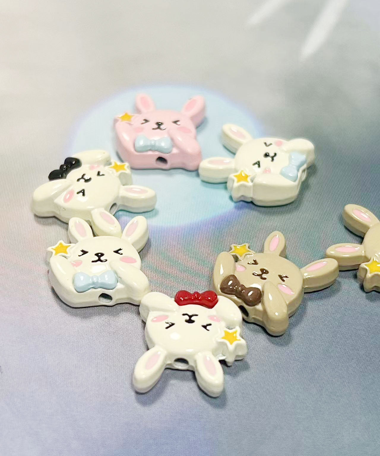 合金製エナメルうさぎ型パーツ（5個）