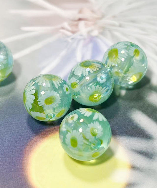 16mm鏡花水月シリーズ｜No.21ミント・マーガレット｜幻想モチーフ入りレジンビーズ