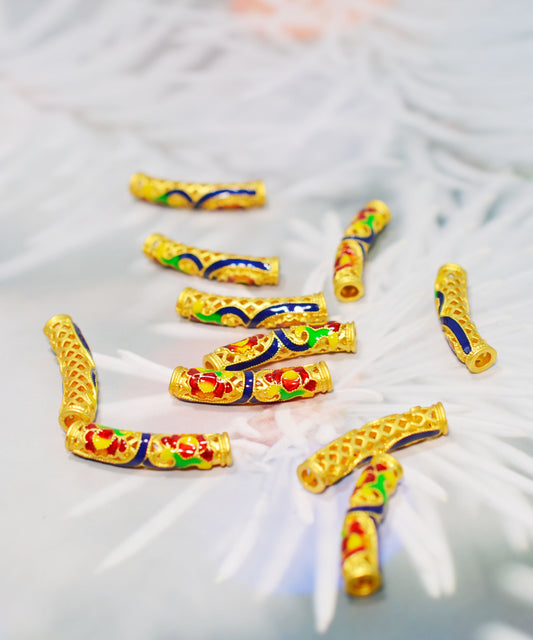 ✨アンティーク鍍金エナメルカーブチューブ 25mm – DIYアクセサリーパーツ✨