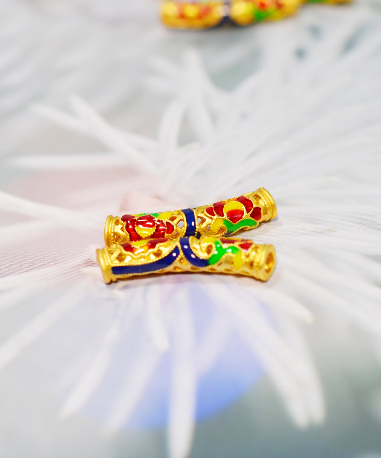 ✨アンティーク鍍金エナメルカーブチューブ 25mm – DIYアクセサリーパーツ✨