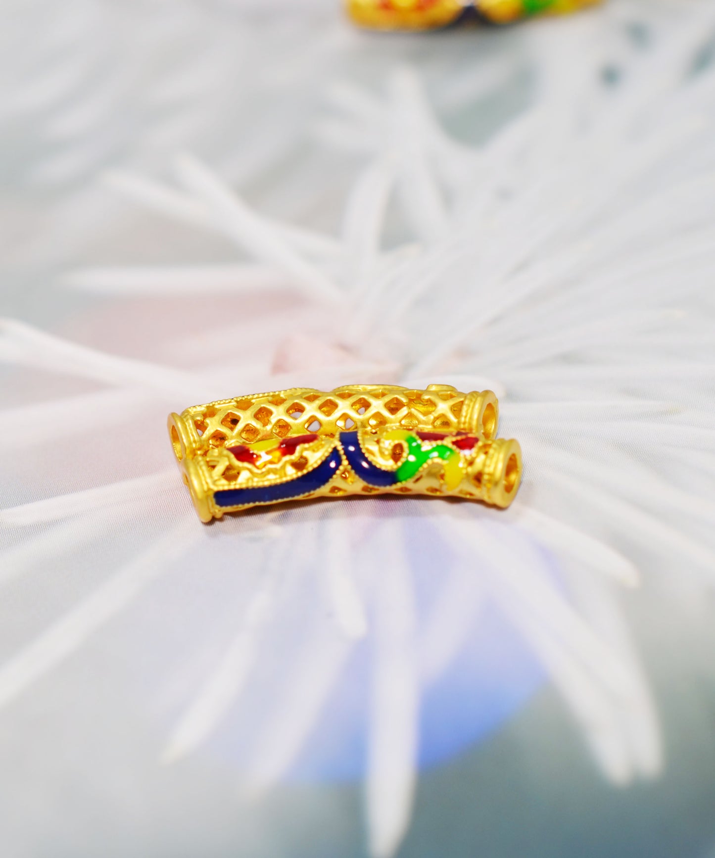 ✨アンティーク鍍金エナメルカーブチューブ 25mm – DIYアクセサリーパーツ✨