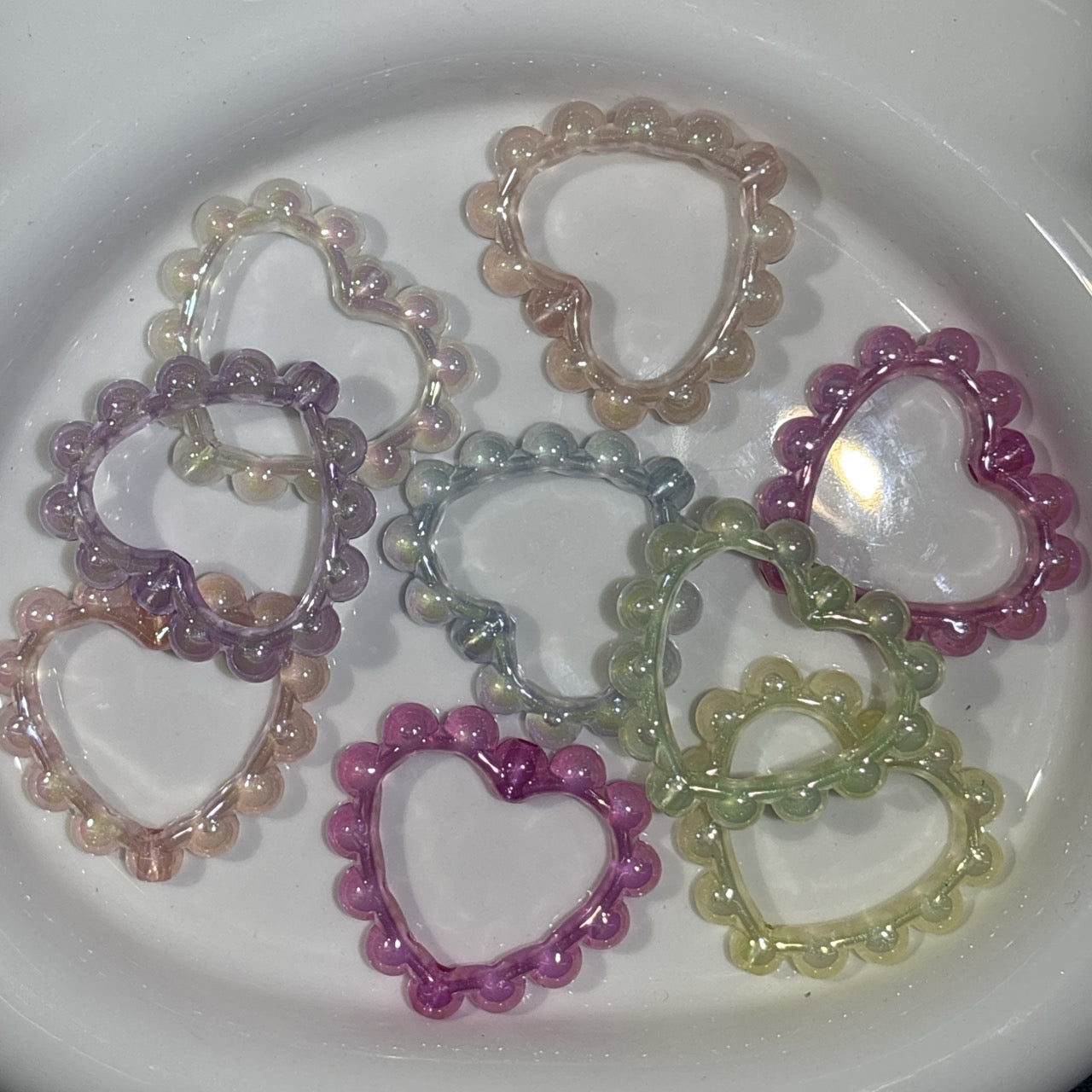 夜光 ぷくぷくハート輪っか ビーズ 40×45㎜