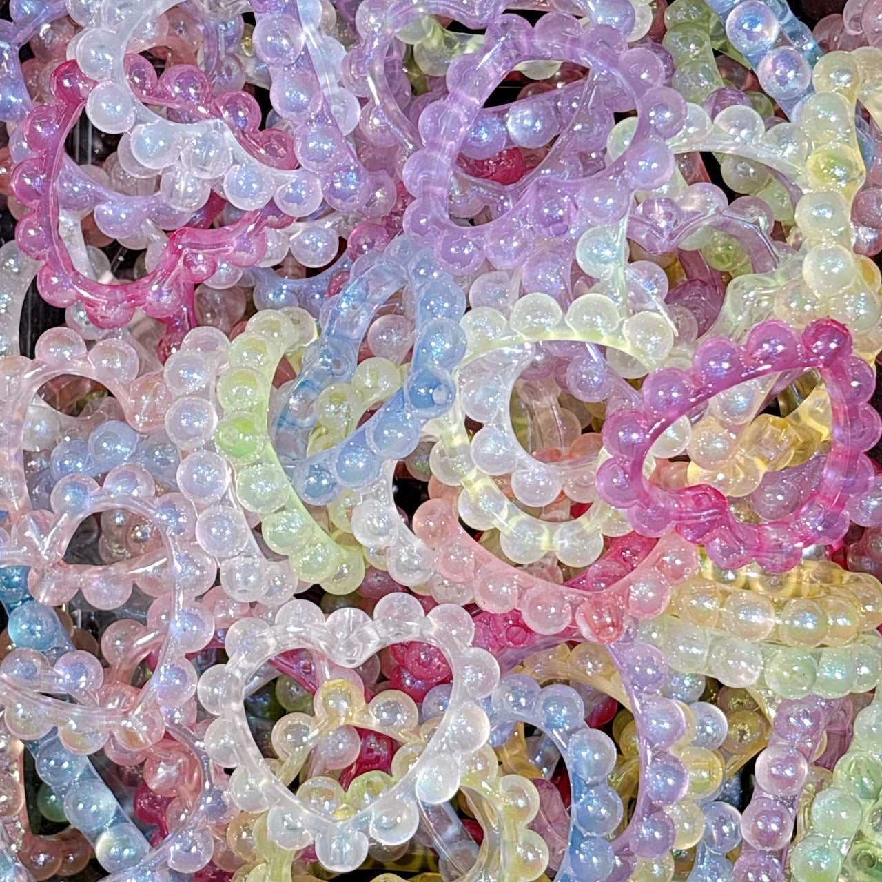 夜光 ぷくぷくハート輪っか ビーズ 40×45㎜