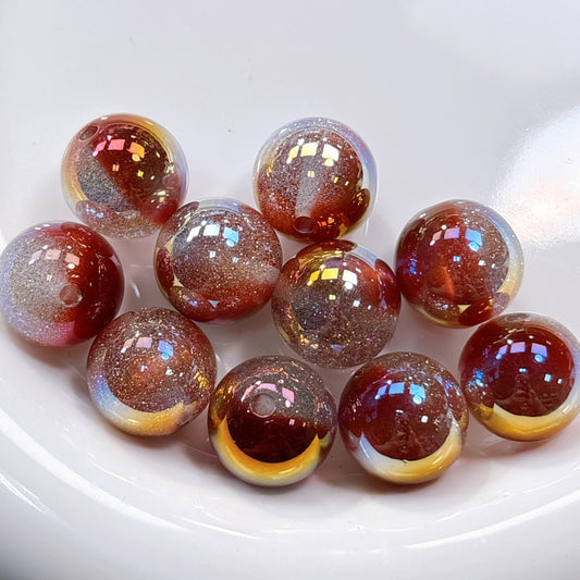 星空デュエットシリーズ No.5ワインレッド 光学ビーズ 16㎜