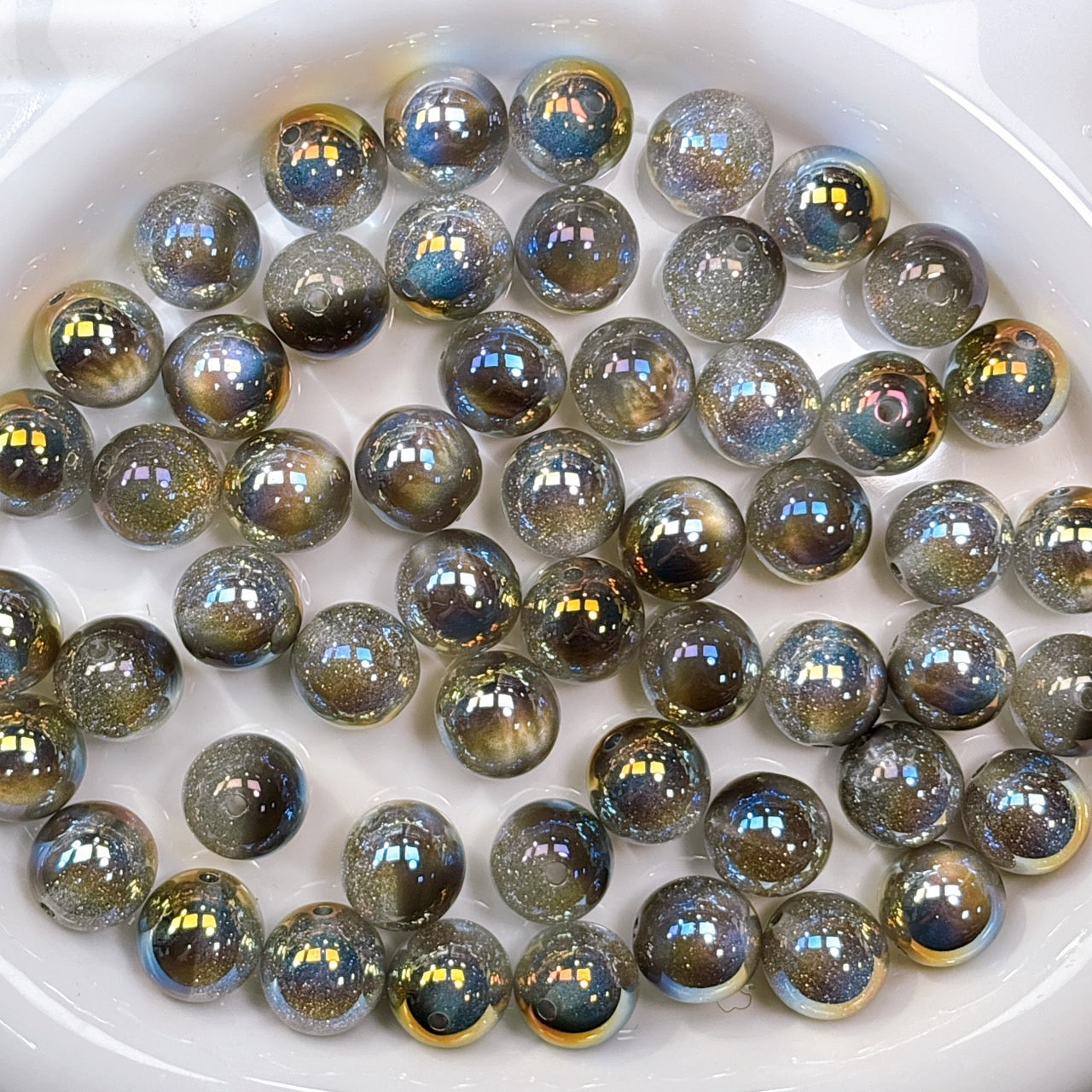 星空デュエットシリーズ No.6シャンパングレー 光学ビーズ 16㎜