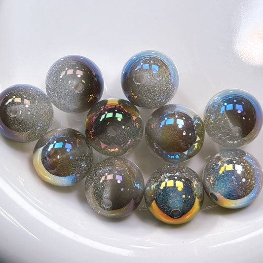 星空デュエットシリーズ No.6シャンパングレー 光学ビーズ 16㎜