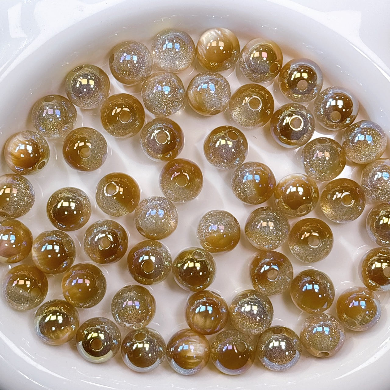 星空デュエットシリーズ No.7ミルクティーブラウン 光学ビーズ 16㎜