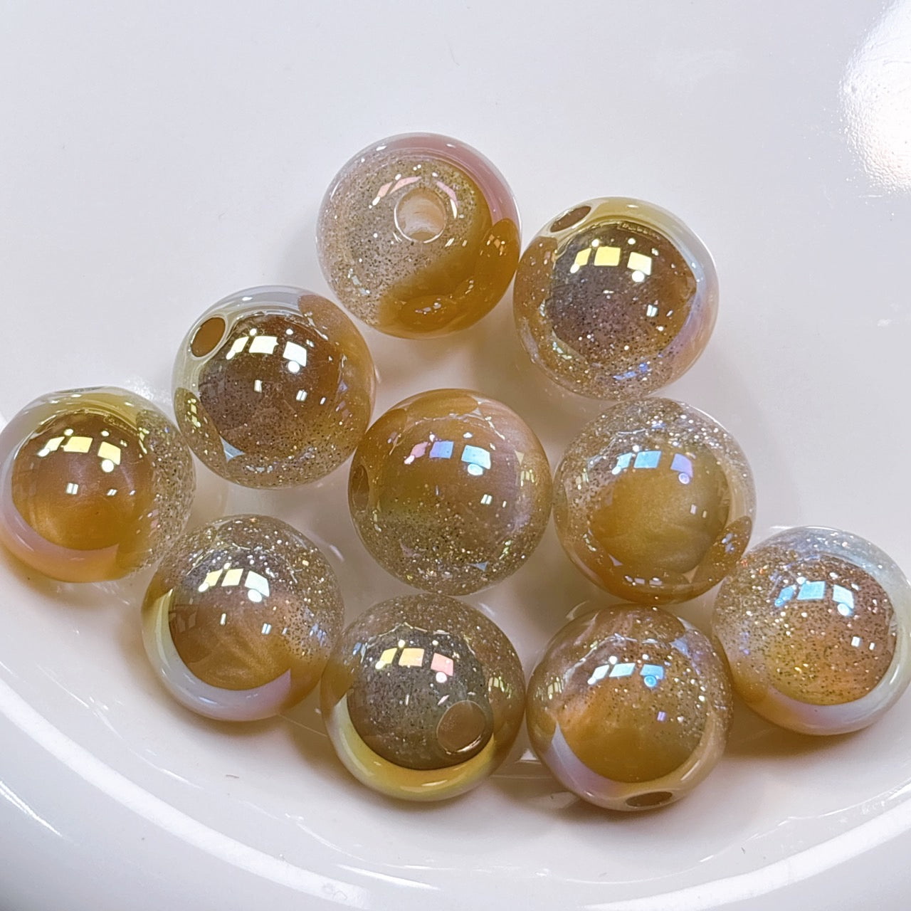 星空デュエットシリーズ No.7ミルクティーブラウン 光学ビーズ 16㎜