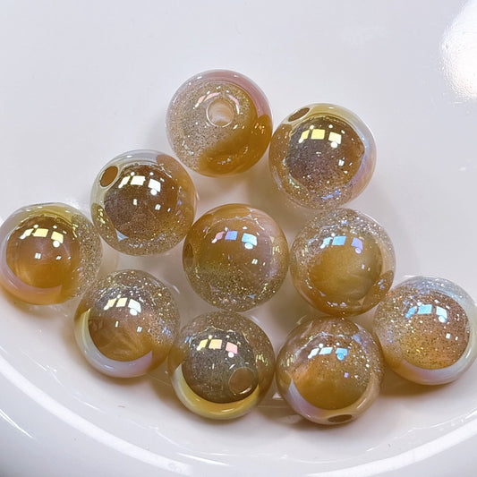 星空デュエットシリーズ No.7ミルクティーブラウン 光学ビーズ 16㎜