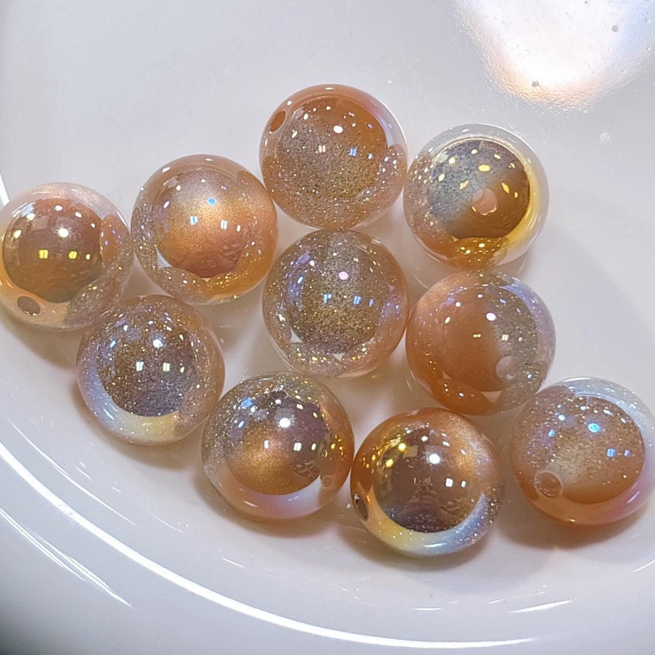 星空デュエットシリーズ No.13ピーチブラウン 光学ビーズ 16㎜