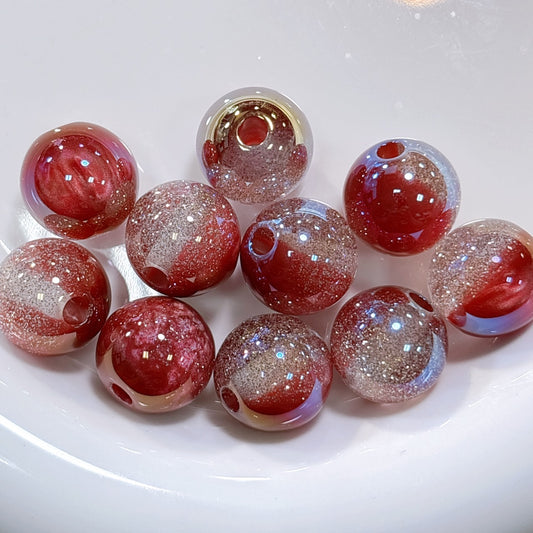 星空デュエットシリーズ No.14グレープレッド 光学ビーズ 16㎜