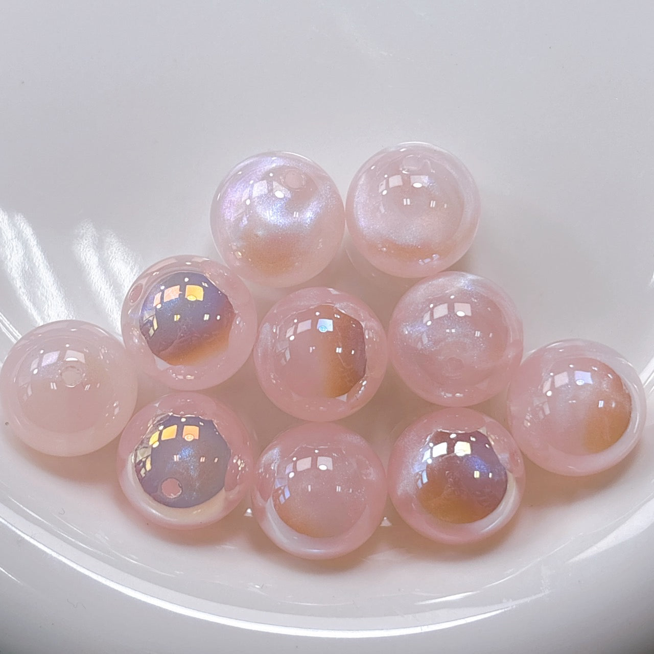 天幻ヴェールシリーズ No.2ピンク 光学ビーズ 16㎜