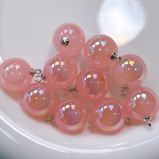 ミルキーグロウシリーズ No.2サクラ カン付き光学ビーズ 16㎜