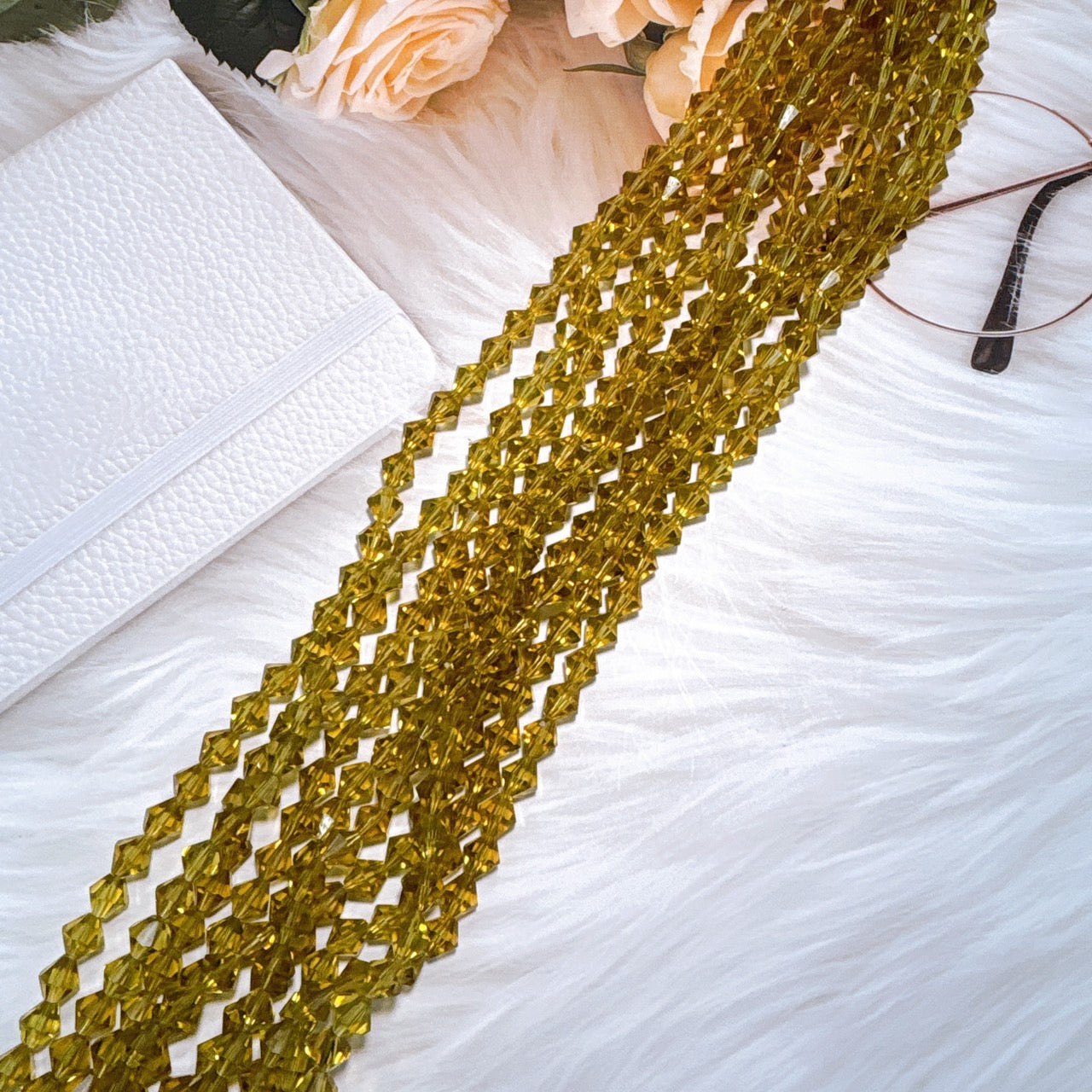 ガラスビーズ 黄金色 8㎜ (10連)