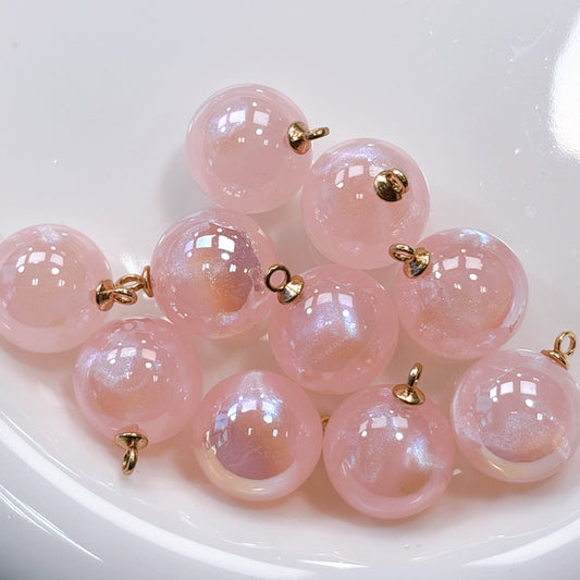 天幻ヴェールシリーズ No.3ピンク カン付き光学ビーズ 16㎜