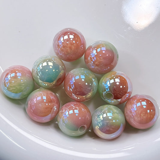 シラーミラージュシリーズ No.9ミント×ピンク 光学ビーズ 16㎜