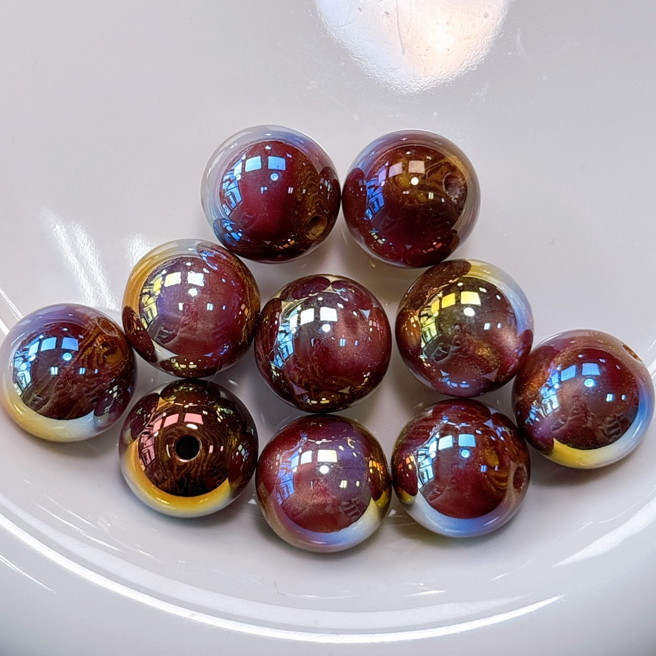 ルナサンセットシリーズ No.2パープル 光学ビーズ 16㎜