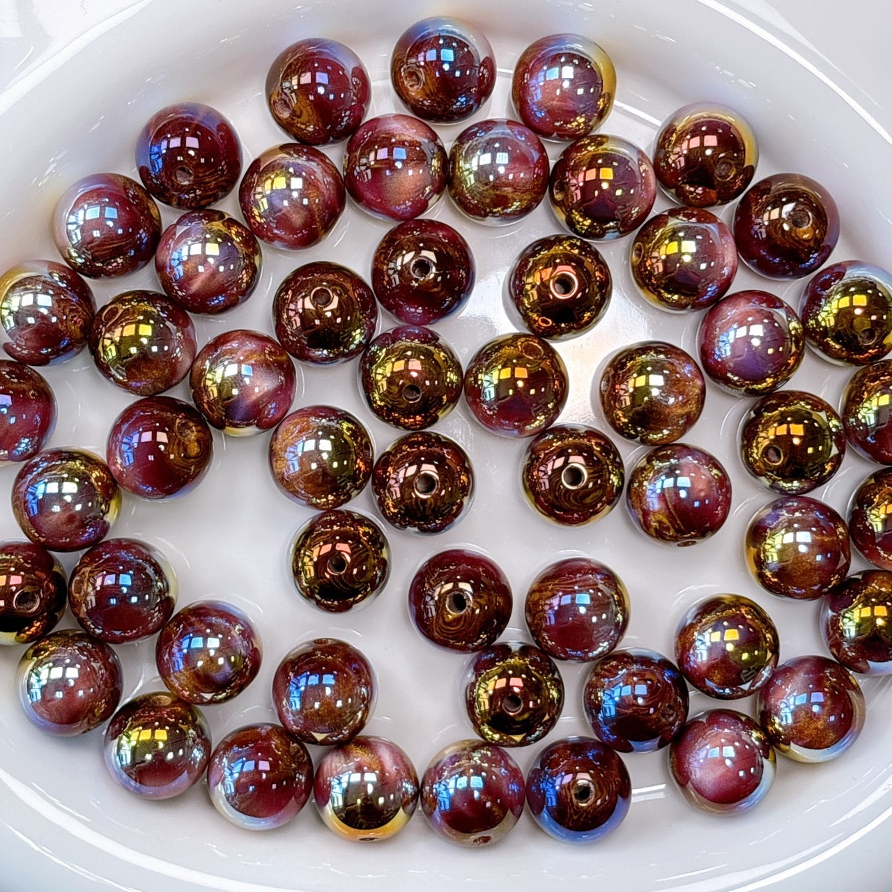 ルナサンセットシリーズ No.2パープル 光学ビーズ 16㎜