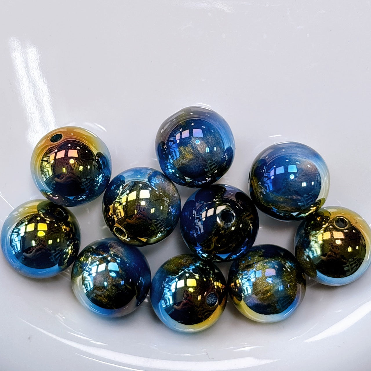 ルナサンセットシリーズ No.3ネイビー 光学ビーズ 16㎜