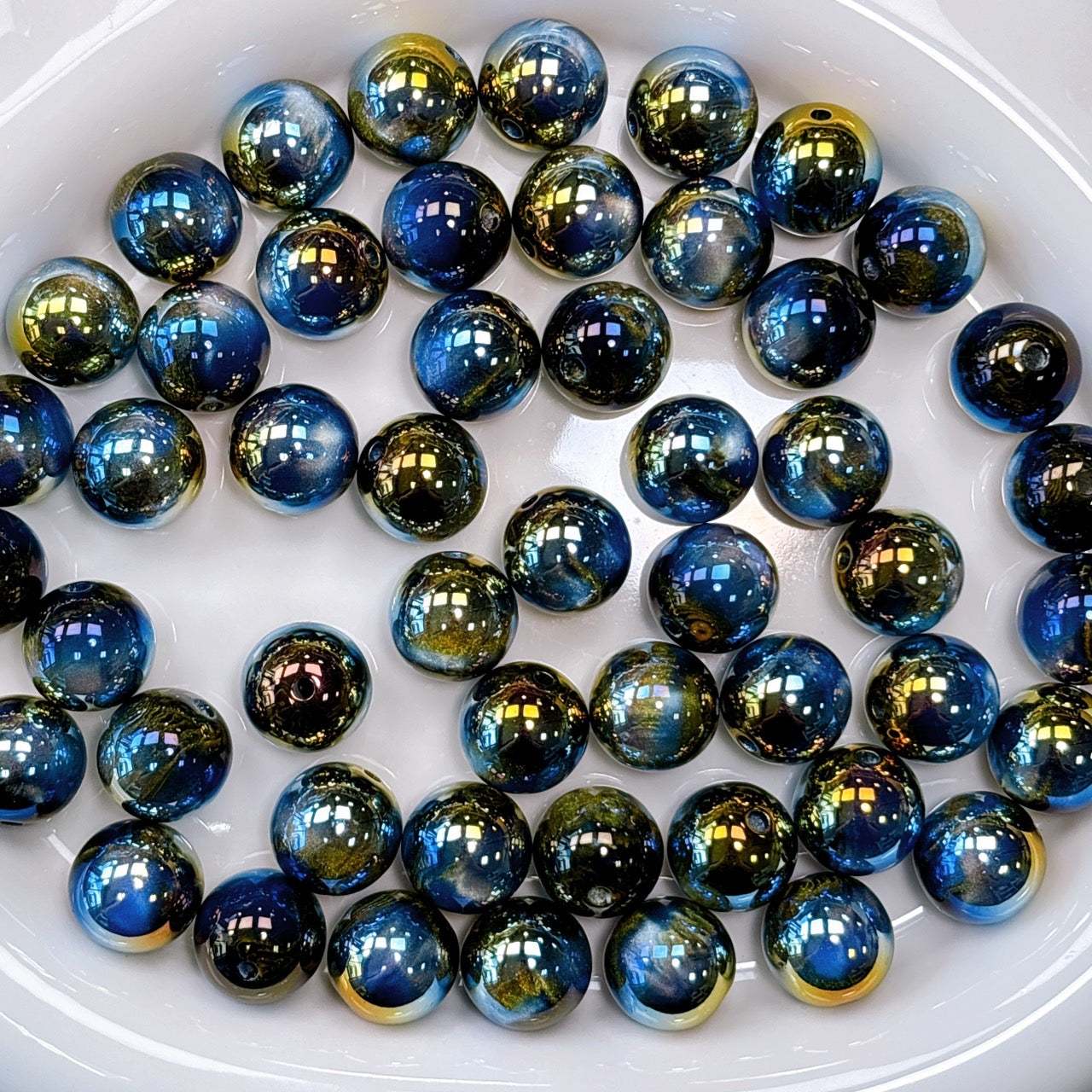 ルナサンセットシリーズ No.3ネイビー 光学ビーズ 16㎜