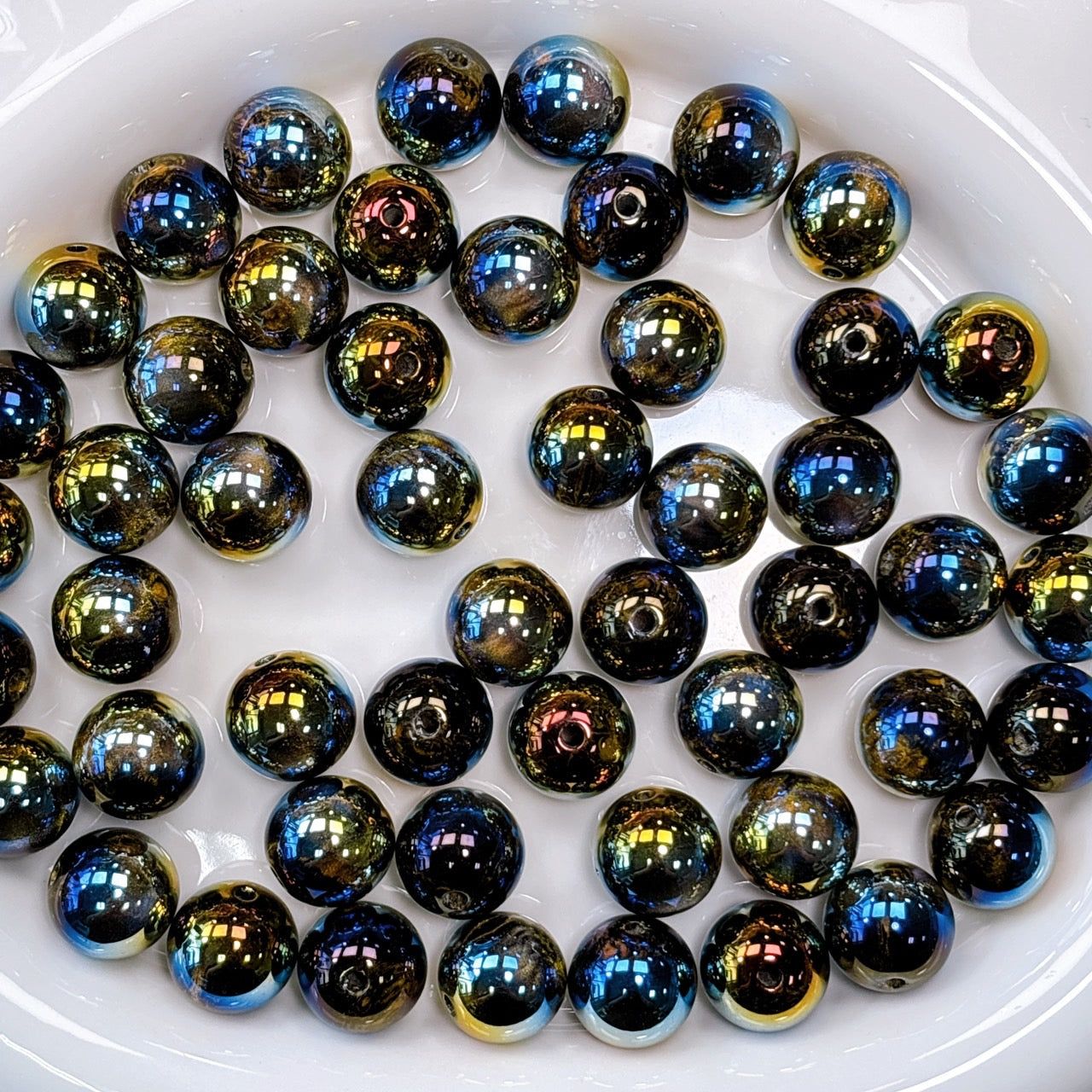 ルナサンセットシリーズ No.4ブラック 光学ビーズ 16㎜