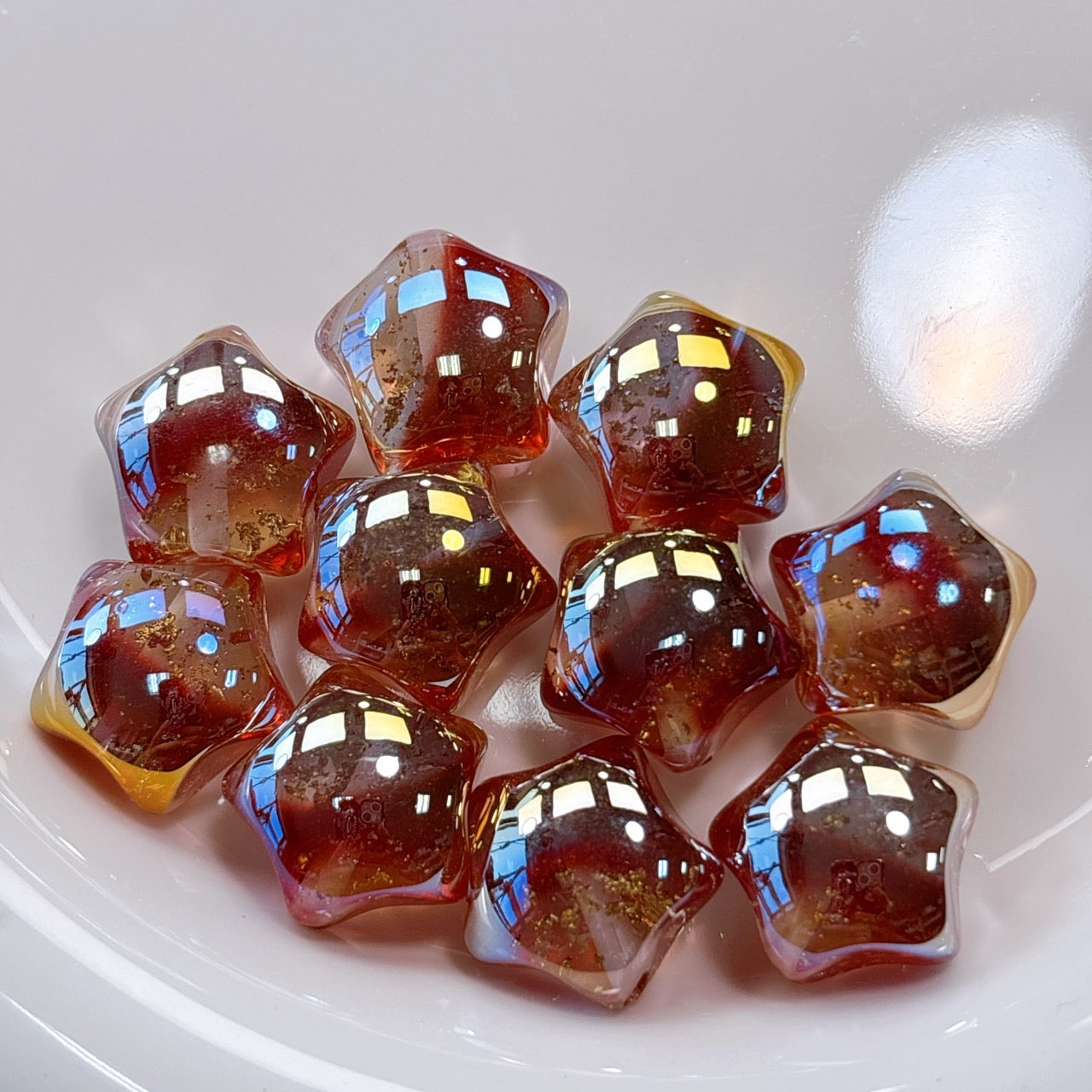 ☆星ホシイ☆シリーズ No.6ワイン 光学ビーズ 17㎜