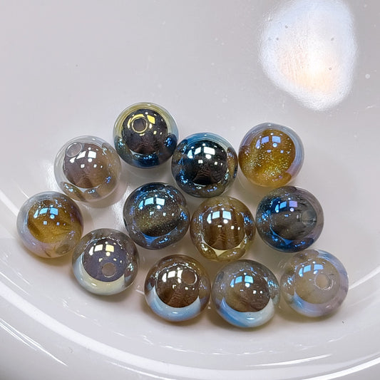 ふんわり縞模様 ブラック系MIX 光学ビーズ 12㎜