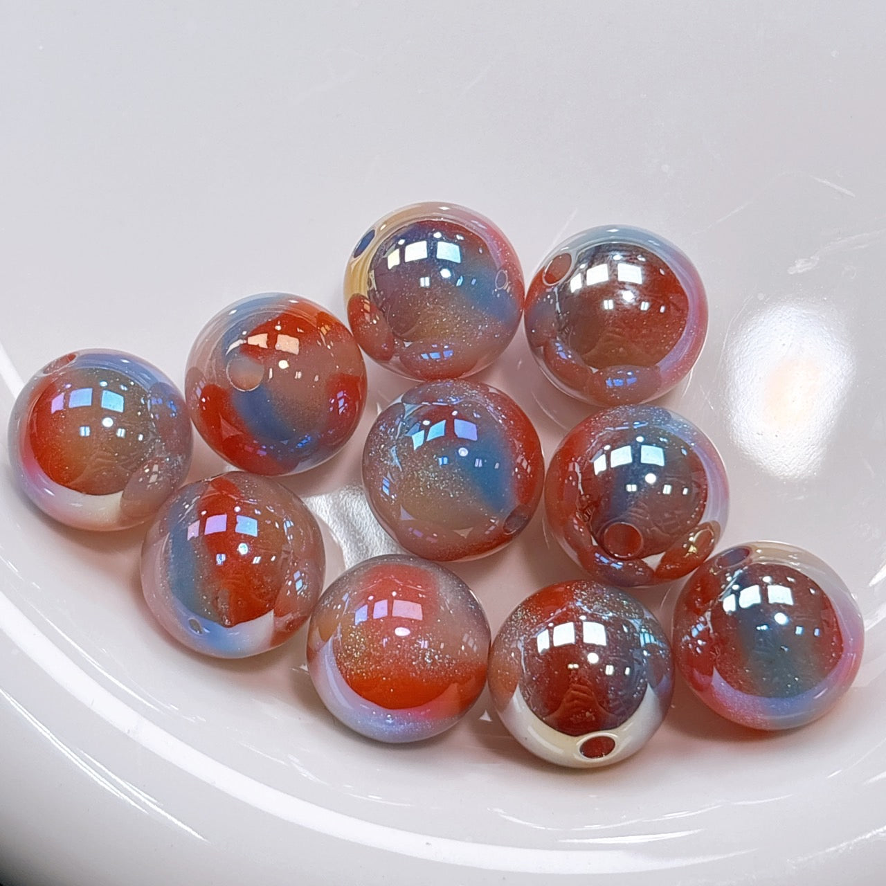 煌線飴シリーズ No.1赤系 光学ビーズ 16㎜