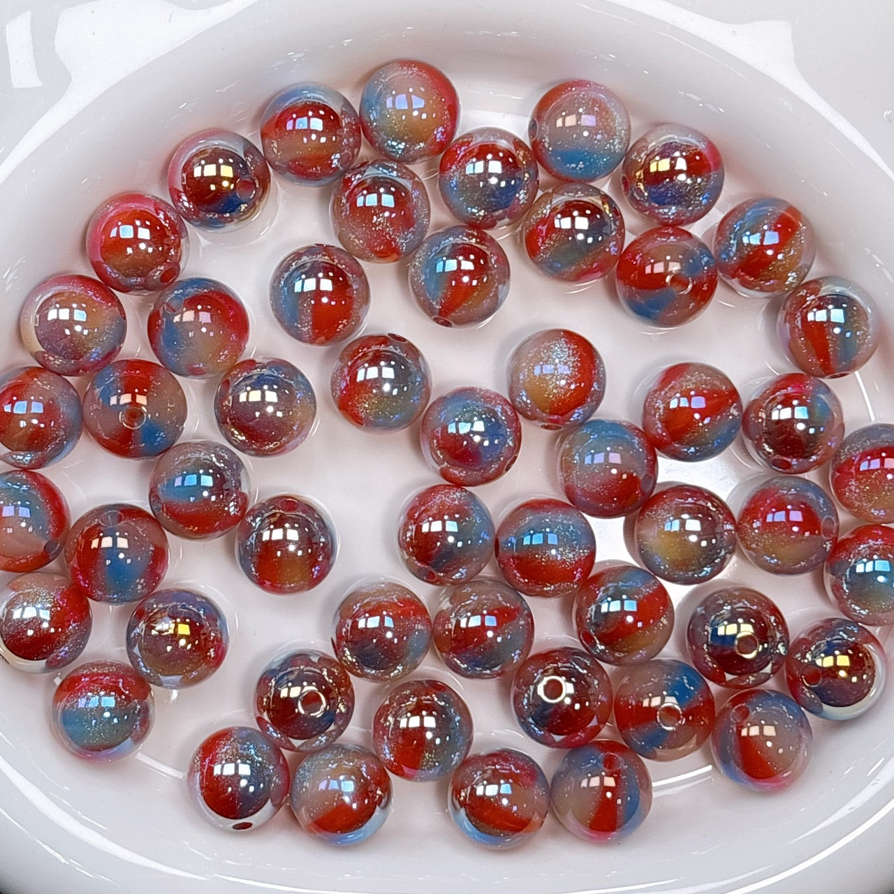 煌線飴シリーズ No.1赤系 光学ビーズ 16㎜