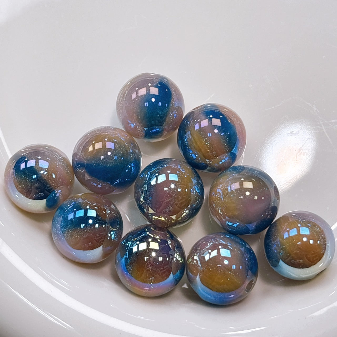 煌線飴シリーズ No.3青系 光学ビーズ 16㎜