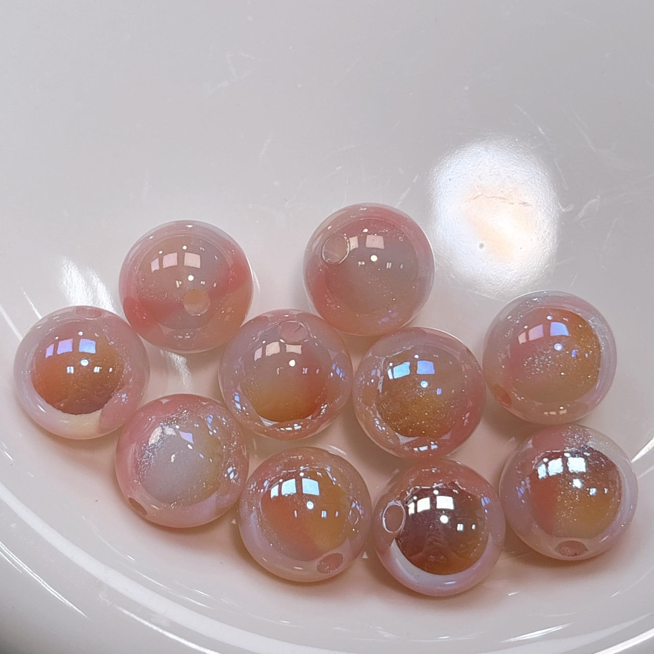 煌線飴シリーズ No.4桃色系 光学ビーズ 16㎜