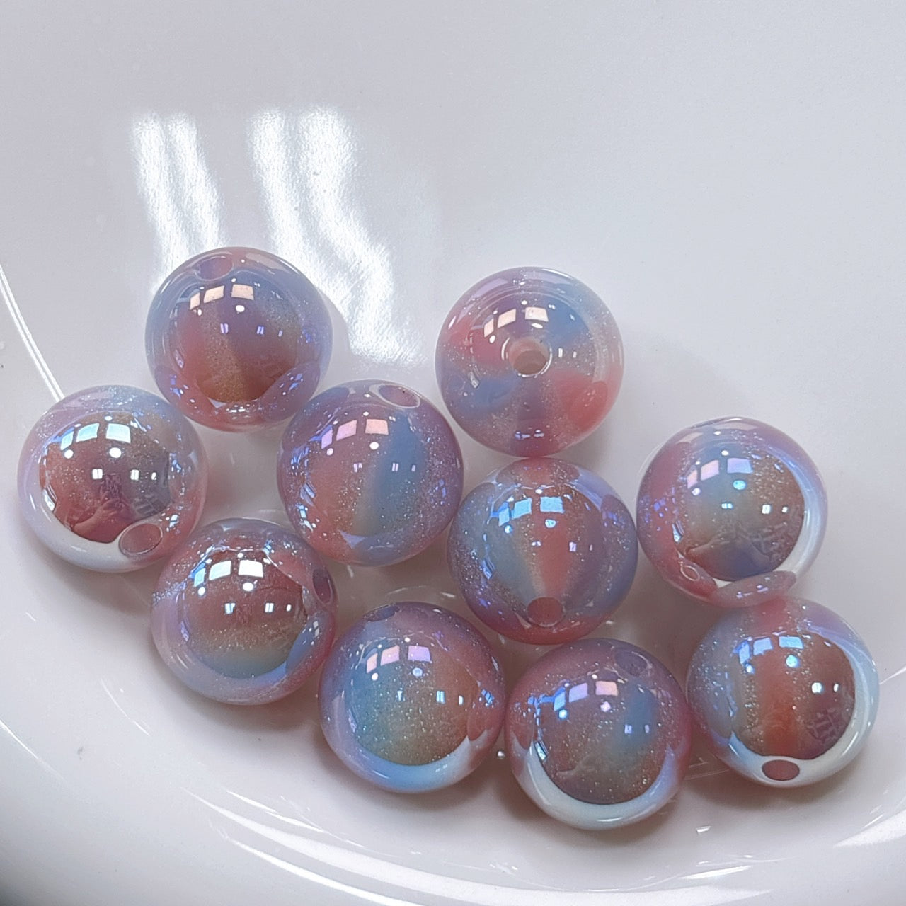 煌線飴シリーズ No.6薄紫系 光学ビーズ 16㎜
