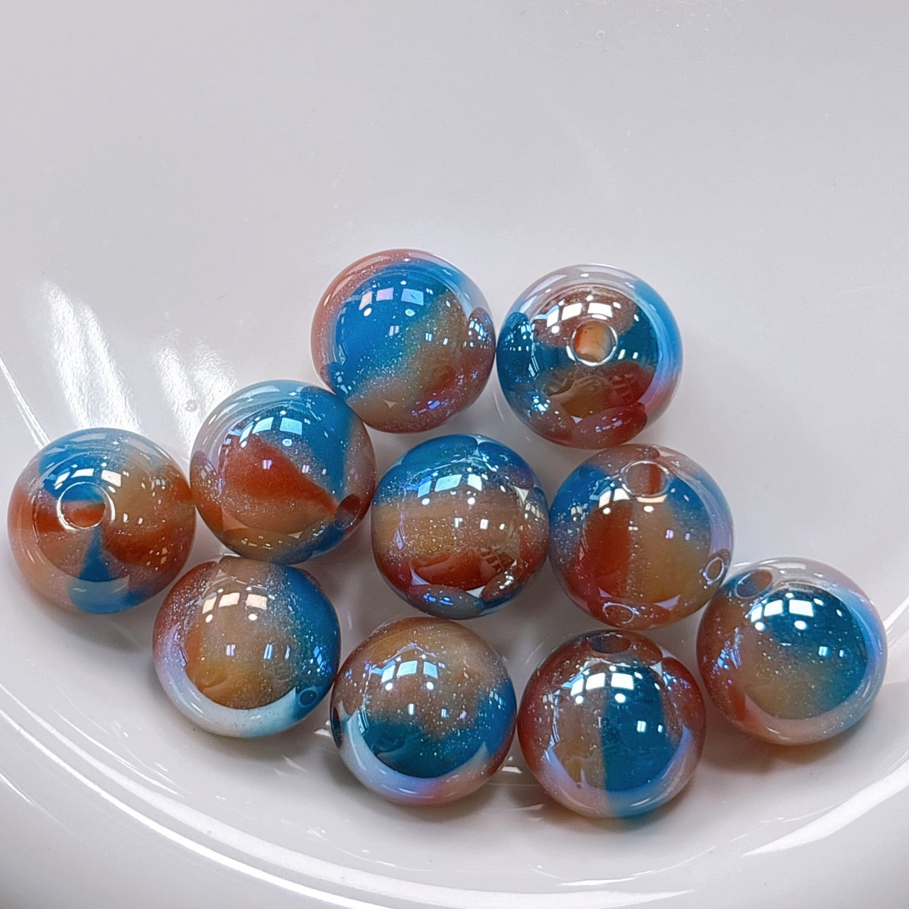 煌線飴シリーズ No.8水色系 光学ビーズ 16㎜