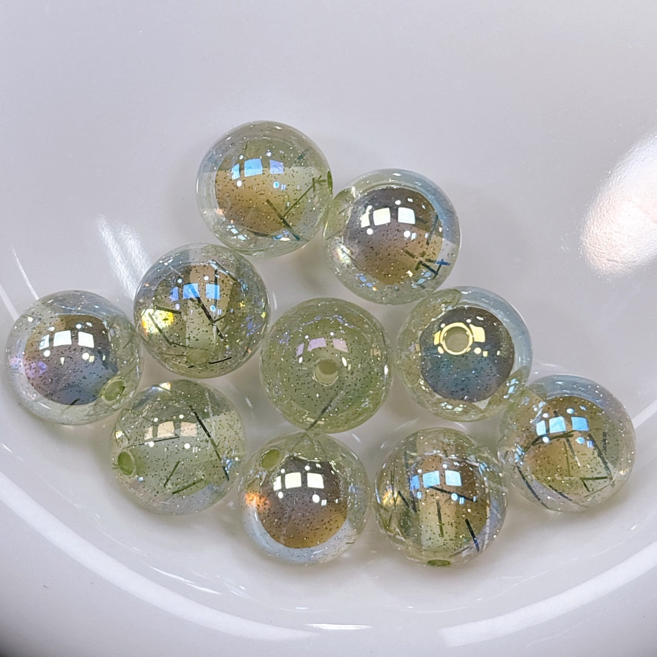 銀糸シリーズ No.1イエロー  光学ビーズ 16㎜