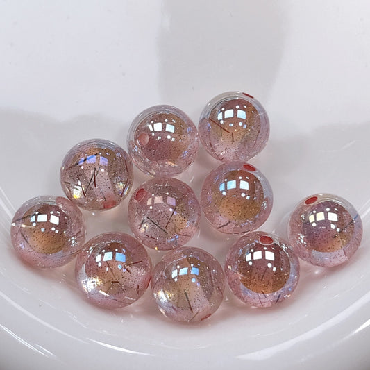 銀糸シリーズ No.2ピンク  光学ビーズ 16㎜