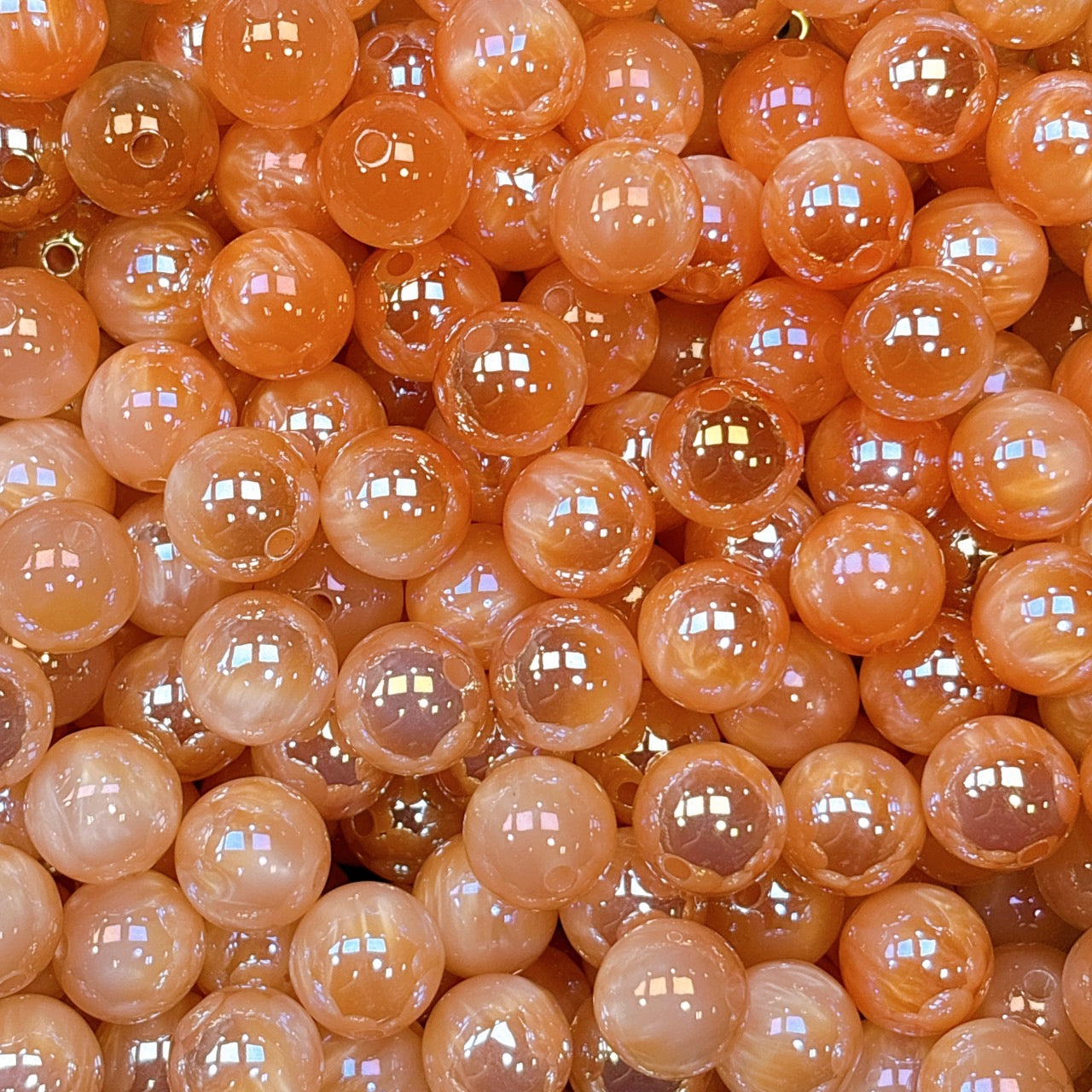 UV変色 シラーミラージュシリーズ No.1オレンジ  光学ビーズ 16㎜
