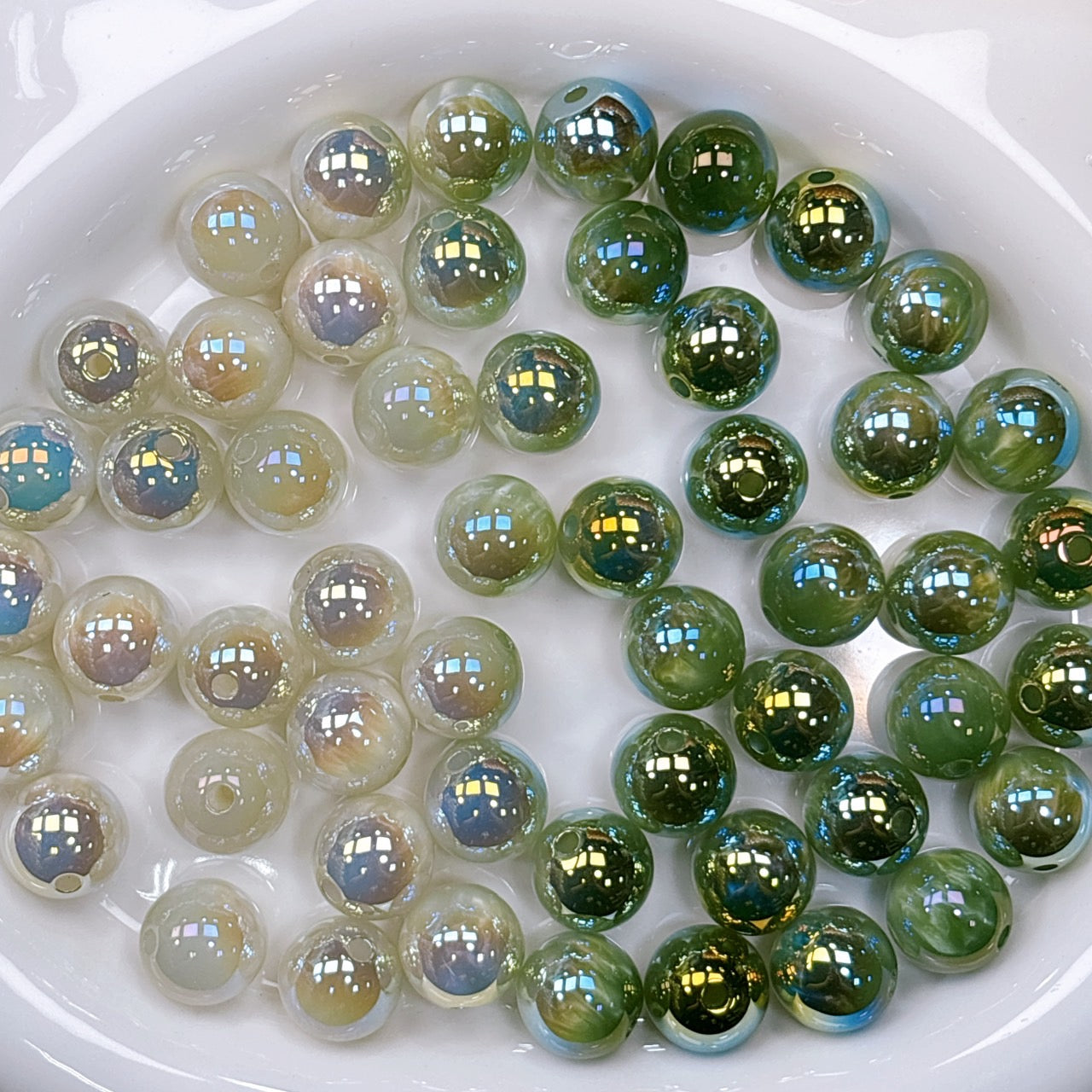 UV変色 シラーミラージュシリーズ No.2ミント  光学ビーズ 16㎜
