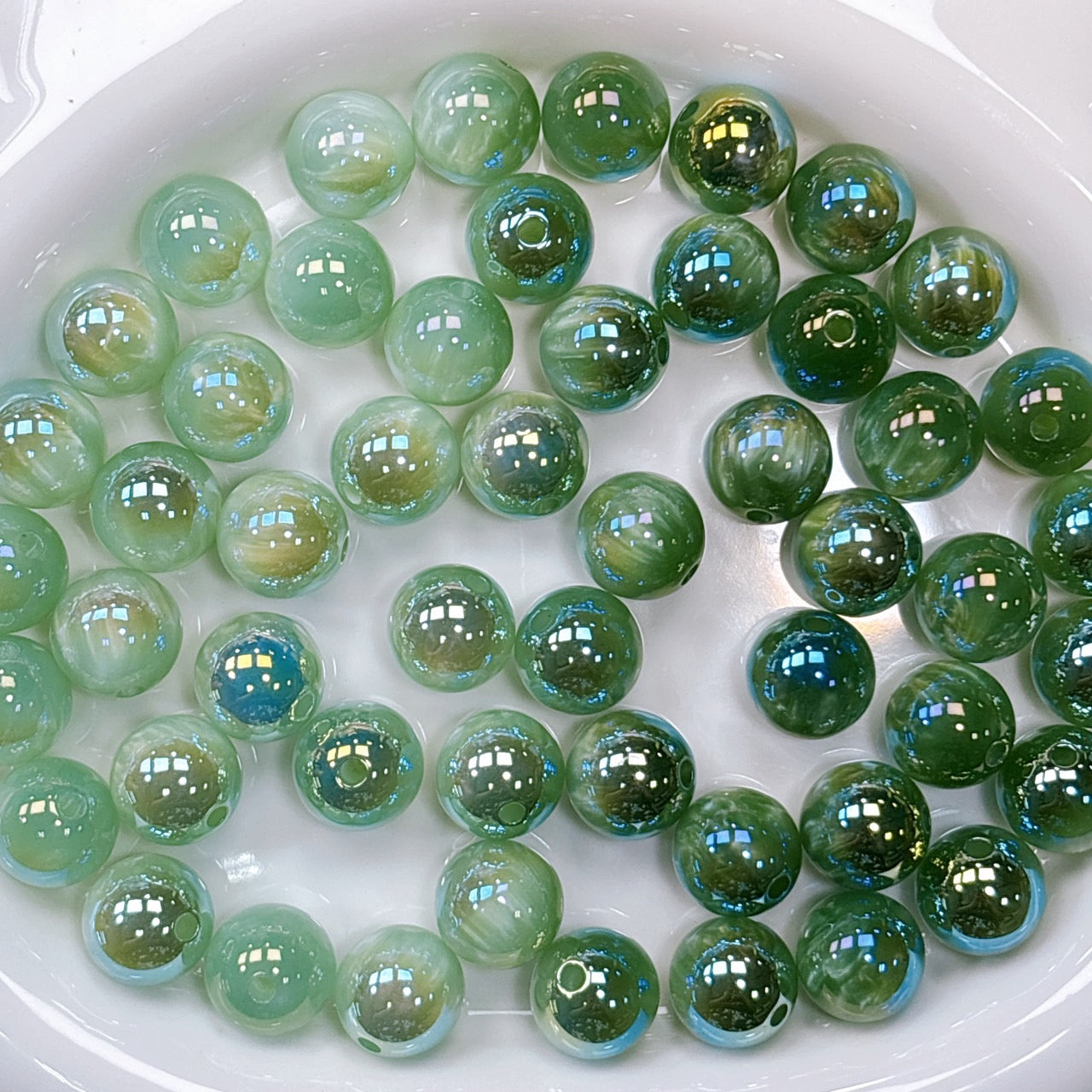 UV変色 シラーミラージュシリーズ No.5グリーン  光学ビーズ 16㎜