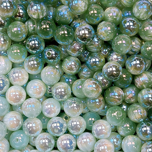 UV変色 シラーミラージュシリーズ No.5グリーン  光学ビーズ 16㎜