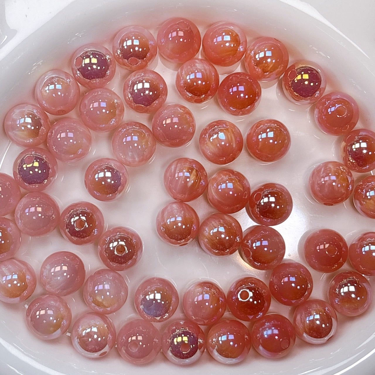 UV変色 シラーミラージュシリーズ No.6ピンク  光学ビーズ 16㎜