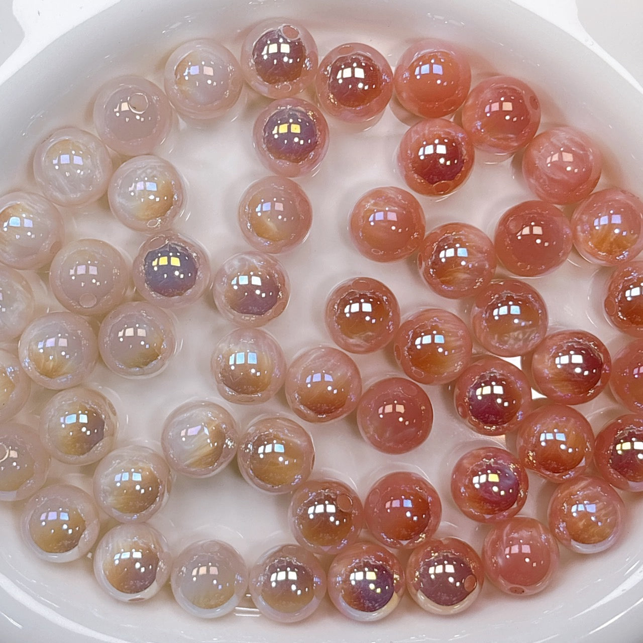 UV変色 シラーミラージュシリーズ No.8ベージュ 光学ビーズ 16㎜