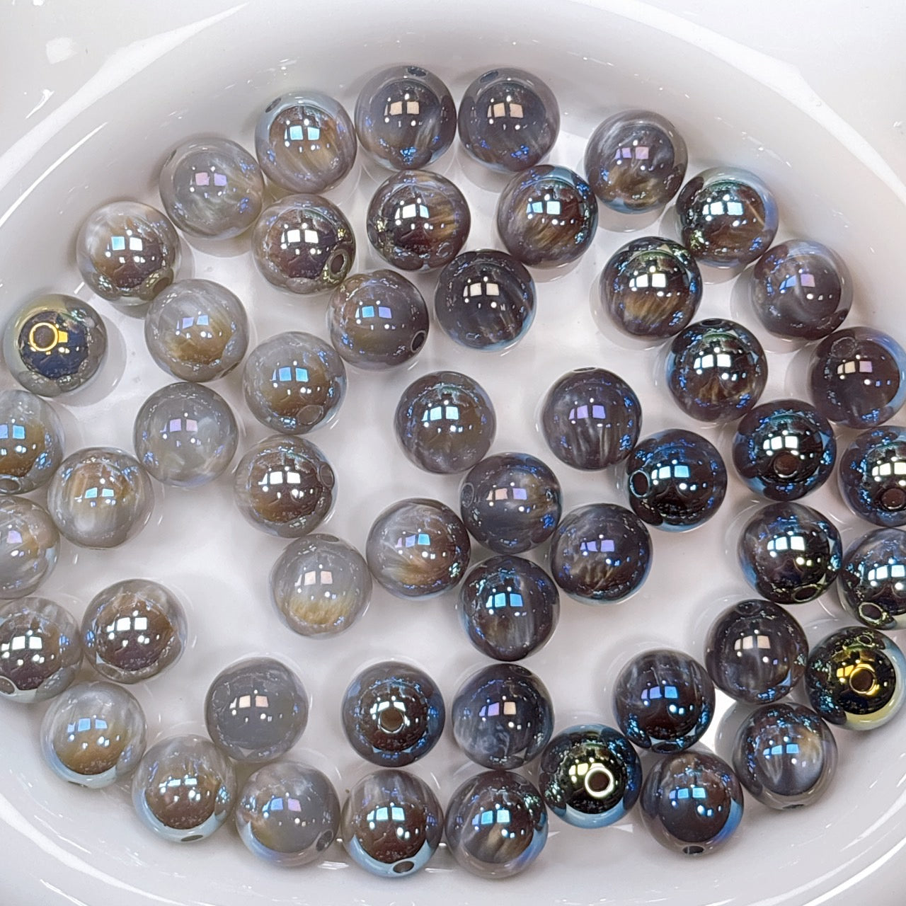 UV変色 シラーミラージュシリーズ No.9グレー 光学ビーズ 16㎜