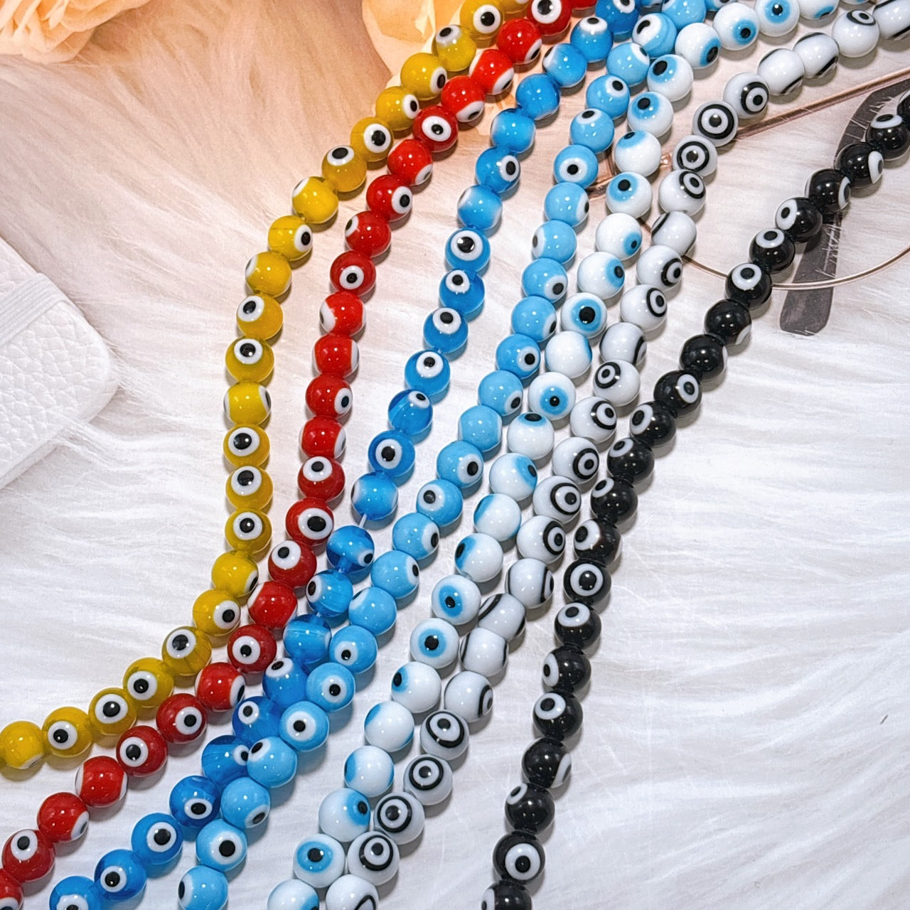 【超特価】🧿目玉ビーズ(ナザールボンジュウ) お守り・厄除け・魔除け 瑠璃ガラス製 8㎜