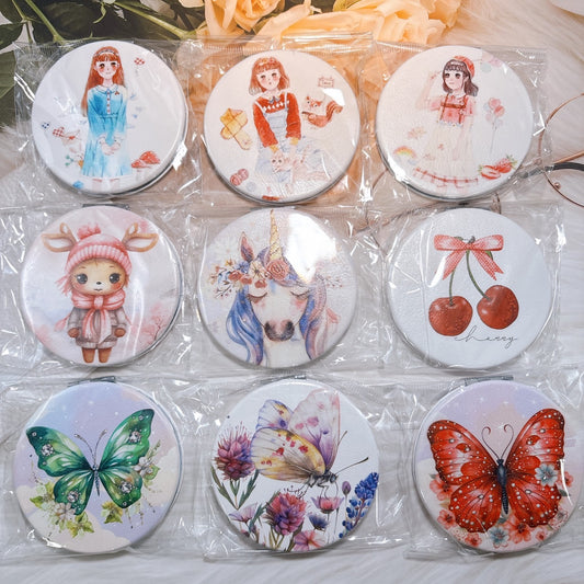 【特価】高品質 マグネット付きステンレス製 両面コンパクトミラー