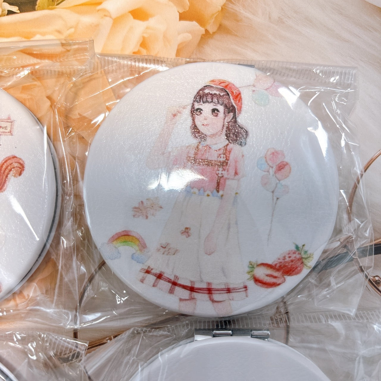 【特価】高品質 マグネット付きステンレス製 両面コンパクトミラー