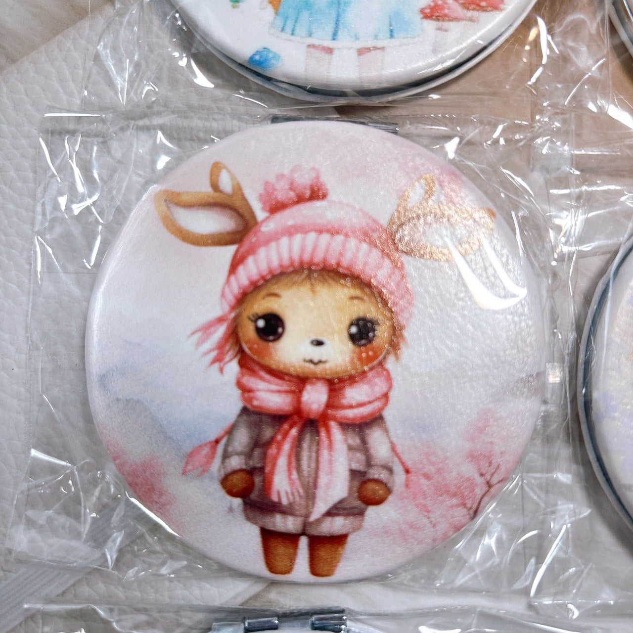 【特価】高品質 マグネット付きステンレス製 両面コンパクトミラー