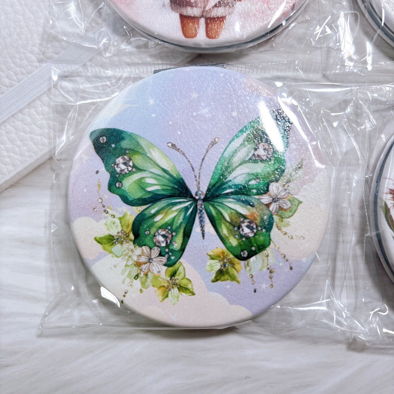 【特価】高品質 マグネット付きステンレス製 両面コンパクトミラー