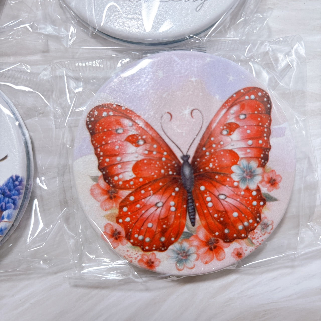 【特価】高品質 マグネット付きステンレス製 両面コンパクトミラー