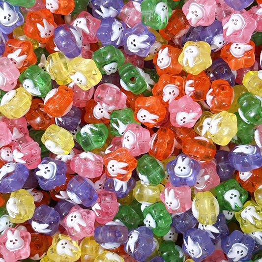 【特価】夜光 スターうさぎビーズ 15×16㎜ (100粒)